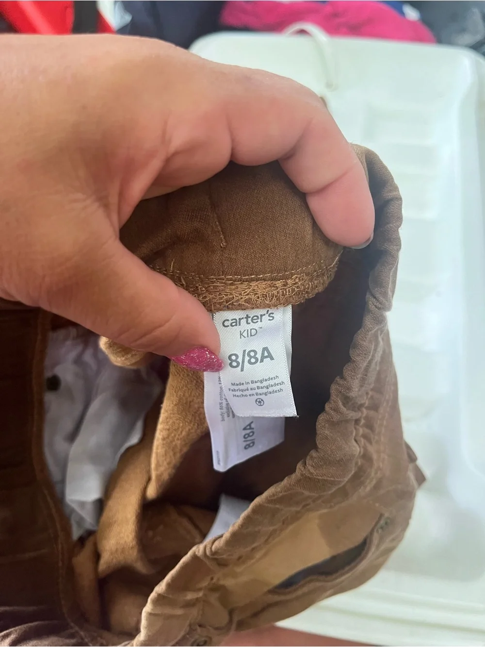 Kids Brown Elastic-Waist Casual Pants